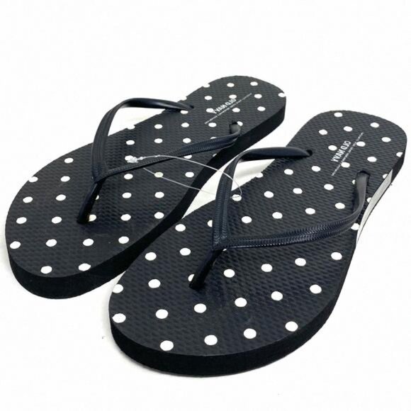 Old Navy Flip Flop Sandals Patterned Black White 737434-00-1 Rubber Women Summer - Picture 1 of 6